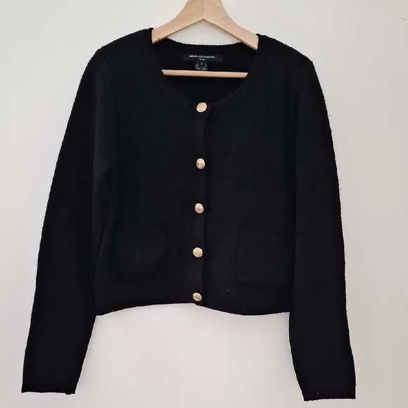 French Connection Black Cardigan with Gold Buttons - Picture 1 of 3